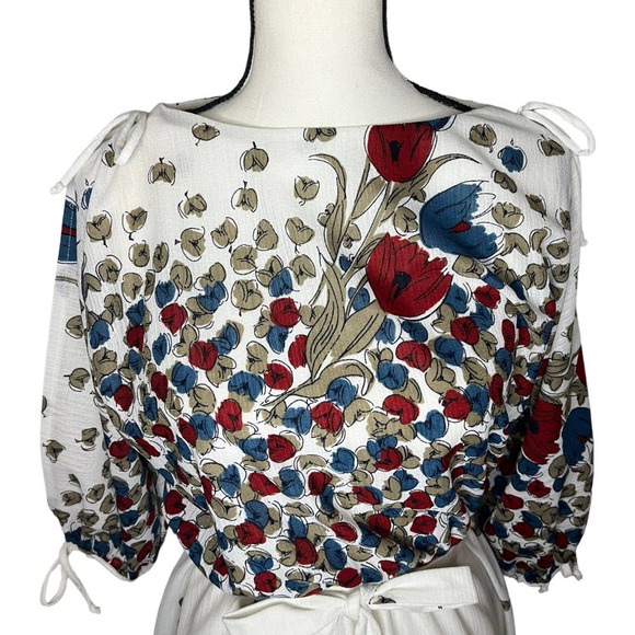Vintage Sunshine Alley White & Floral Blouson Dress Size 6 - Picture 3 of 7